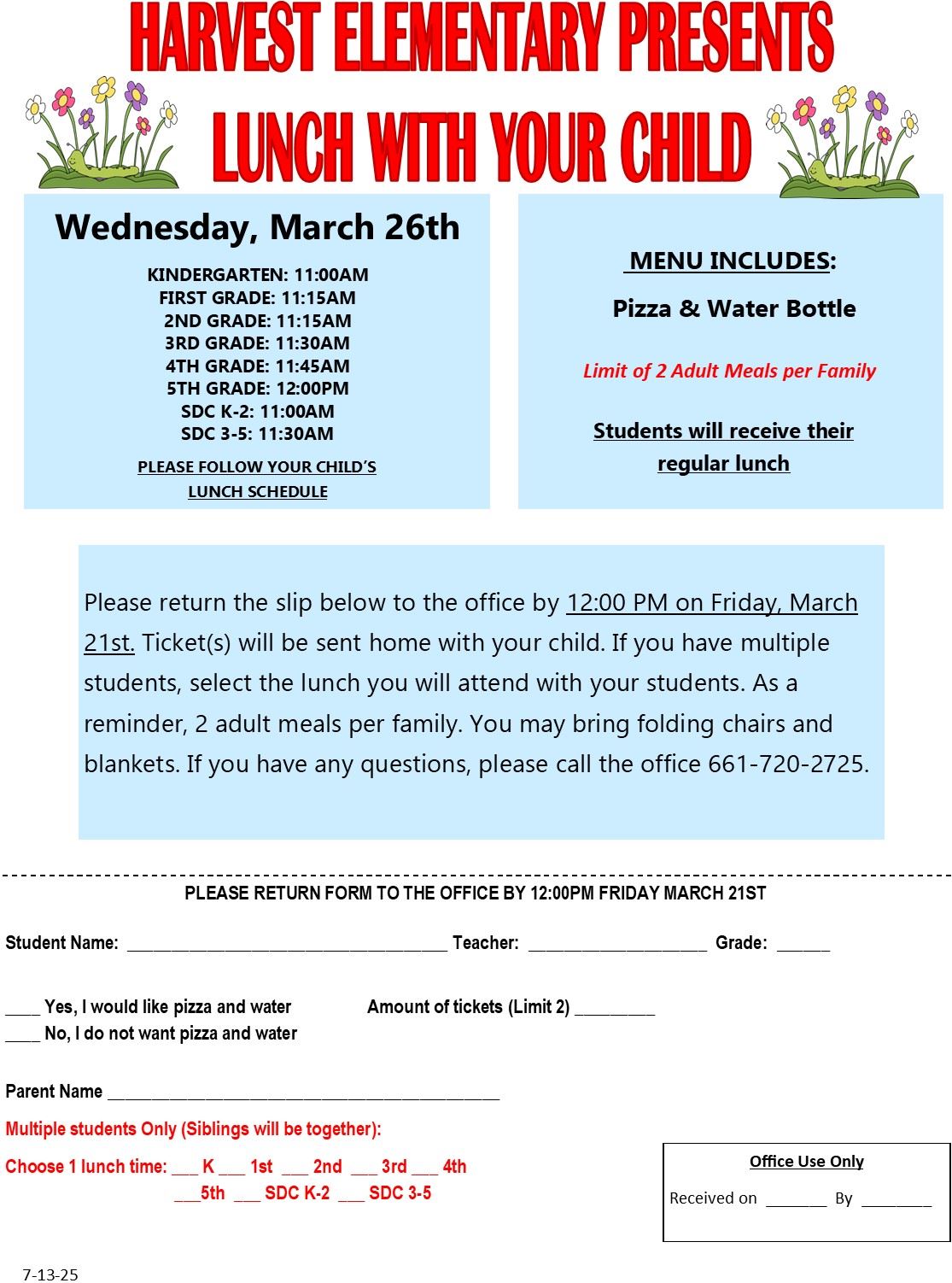  Lunch with Your Child 3/26/25