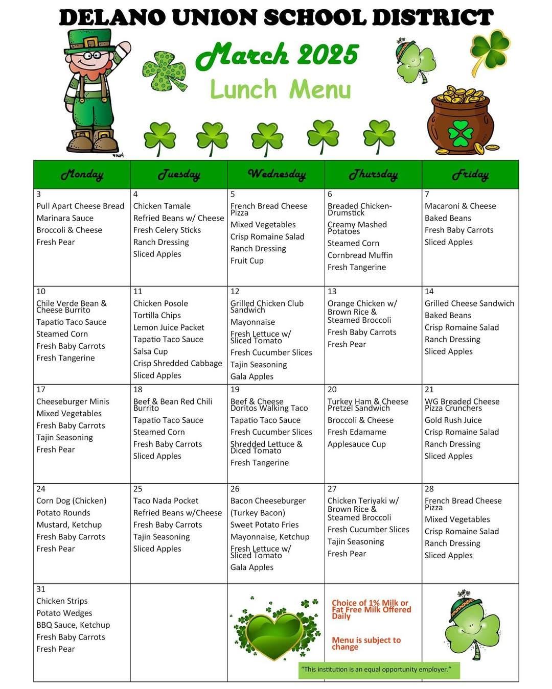  lunch menu