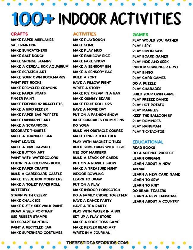 100+ Indoor Activities 